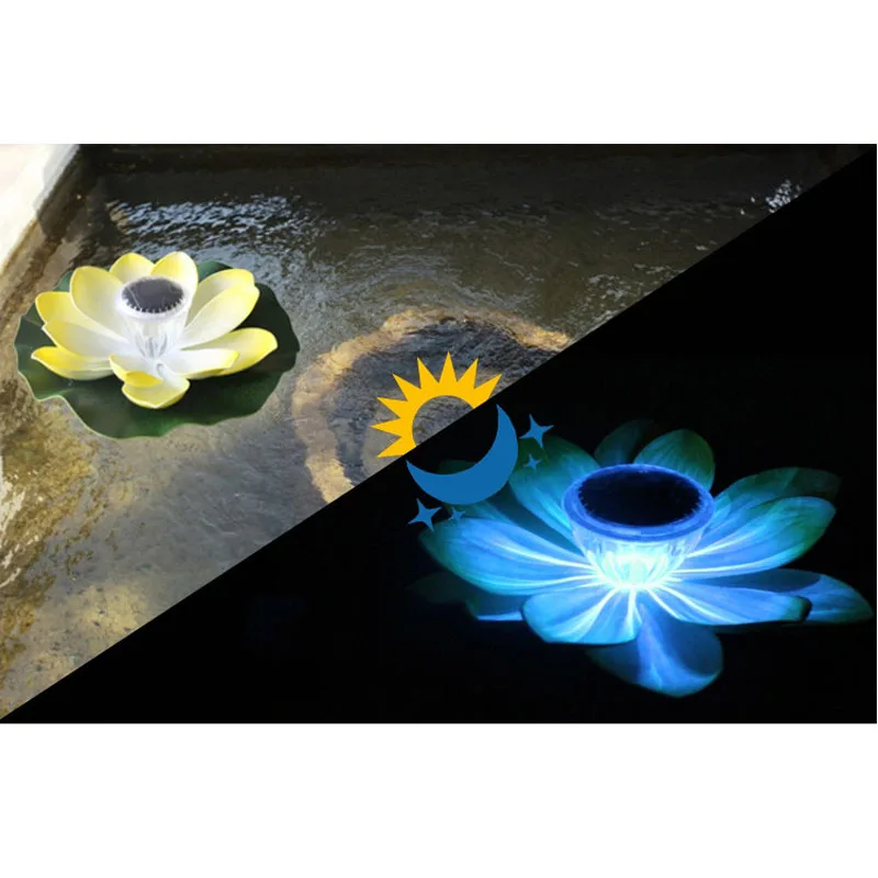 Горячая плавающая Лотос Солнечная энергия Ночник LED Энергосберегающая Цветочная