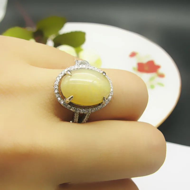 

LANZYO 925 sterling silver Natural Opal Colourful Rings Women Fine jewelry classic party 2018 new wholesale j1014001ago