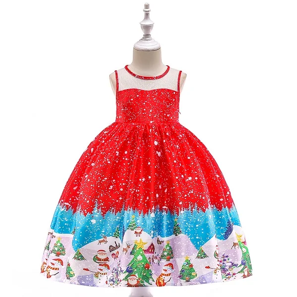 Bibihou Beauty and Beast Movie Cartoon Summer Dress Belle cosplay Costumes For Girls Party Kids Children Christmas Dress - Цвет: Red
