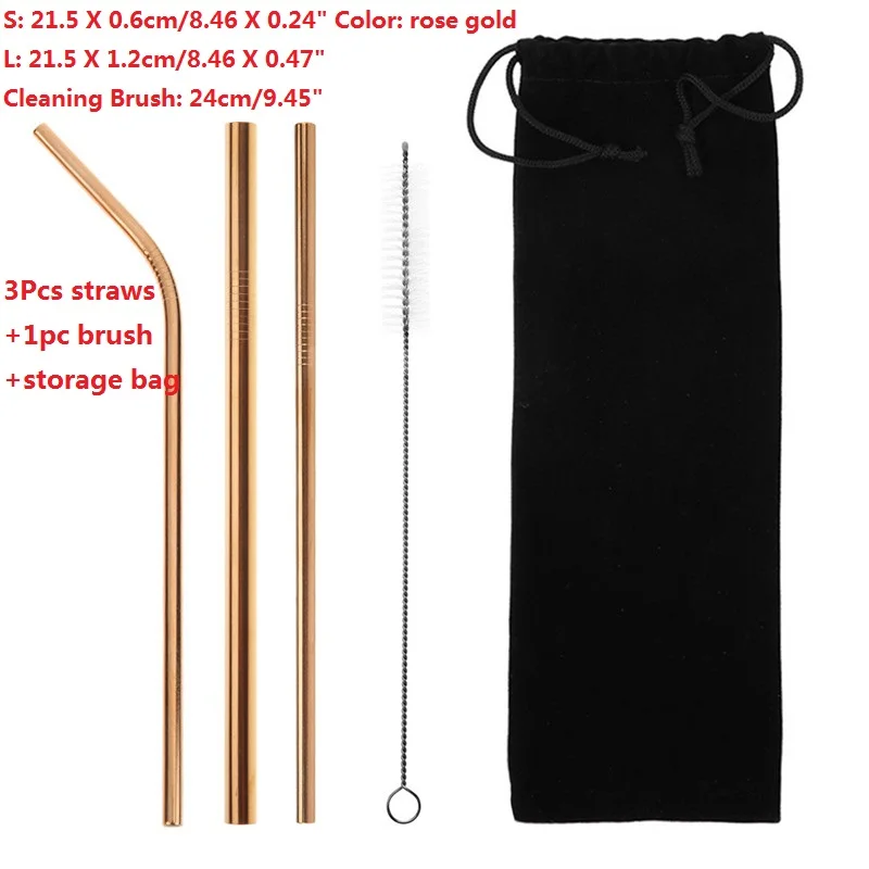 e 3 tubes 1Brush1bag Питьевой соломинки многократного использования из нержавеющей стали питьевой соломинки с чистящей щеткой трубки соломинки Свадебная вечеринка питьевой аксессуары - Цвет: e 3 tubes 1Brush1bag