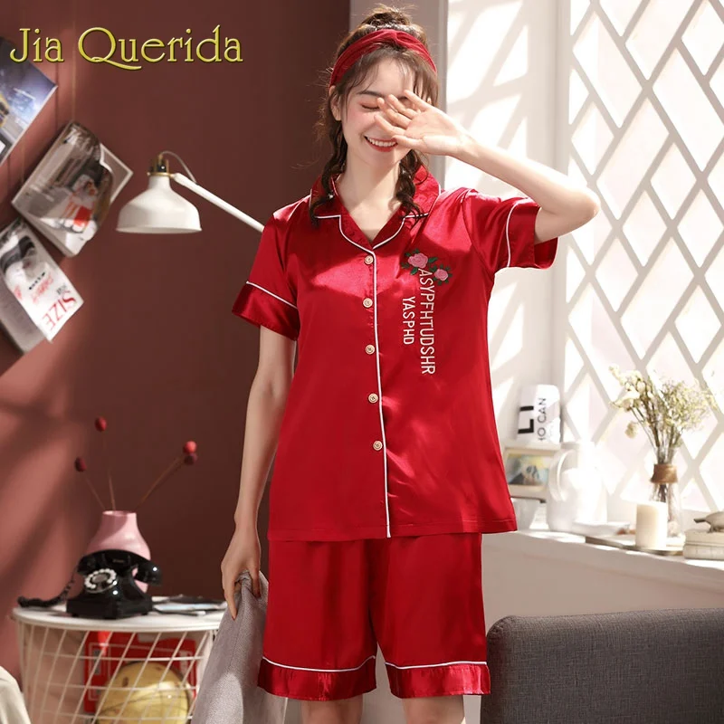 J & Q Pjs Женская атласная одежда 2019 Новая мода купель спальный костюм короткий
