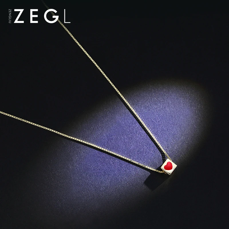 Женское Ожерелье ZEGL love heart цепочка для ключицы шикарное простое красное ожерелье