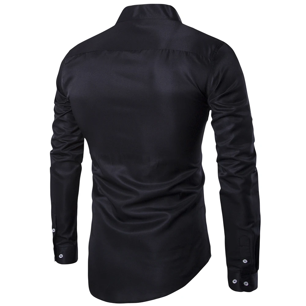 Мужская деловая рубашка Camisa Masculina Повседневная приталенная черного и белого