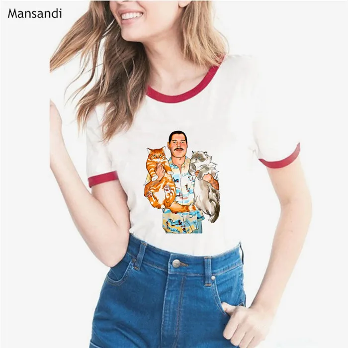 Freddie Mercury, футболка с графическим рисунком, женская одежда,, The queen Band, футболки, женские летние топы, женская футболка, уличная одежда - Цвет: Y40915 R