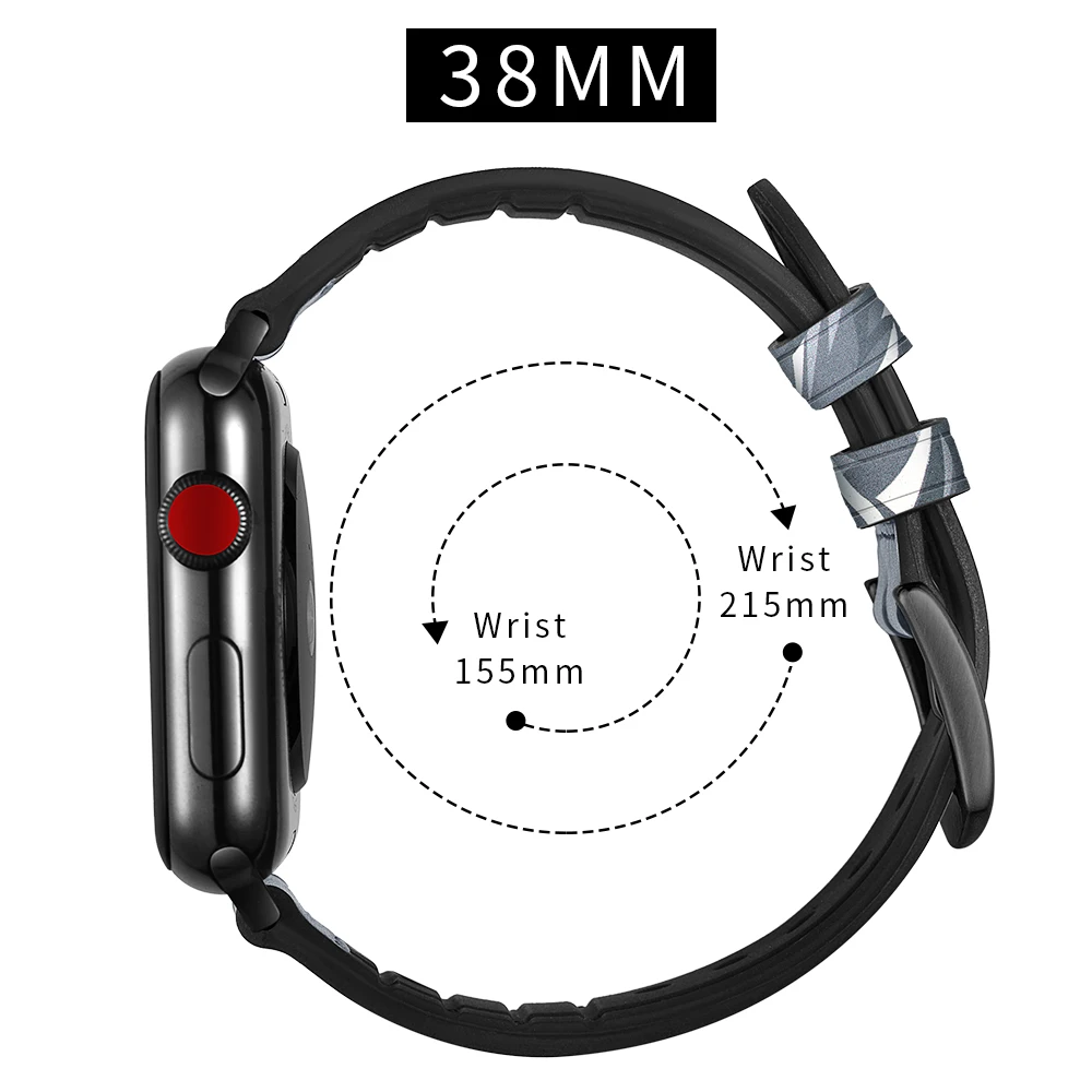 Камуфляжный ремешок для часов Apple Watch Band 38 мм 42 мм 40 мм 44 мм силиконовый ремешок из натуральной кожи для iWatch Series 1 2 3 4 браслета