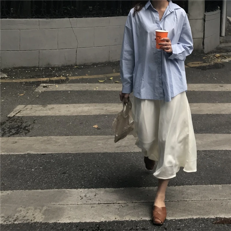 Женская длинная юбка с завышенной талией повседневная однотонная белая