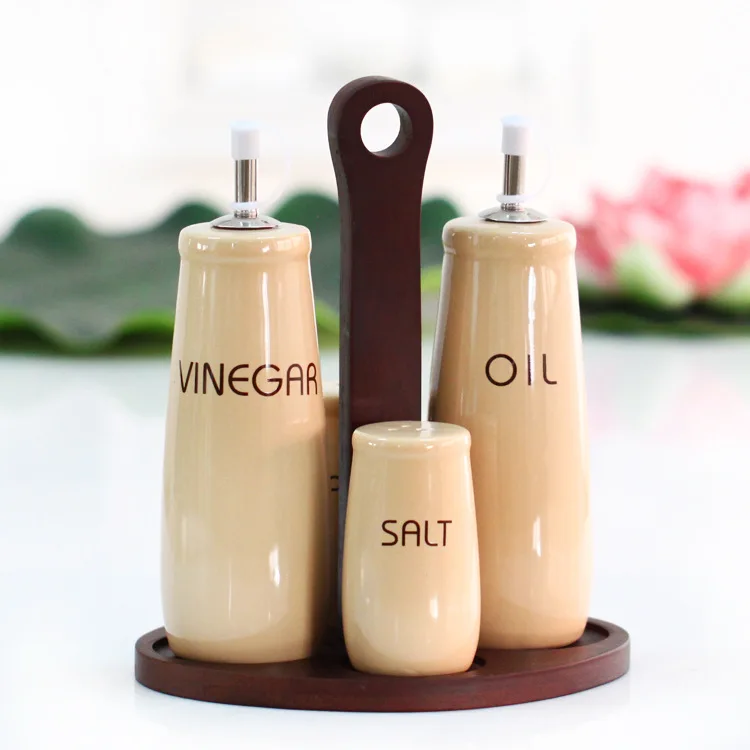 Набор из 4 предметов бутылки для масла и уксуса набор керамической приправ с