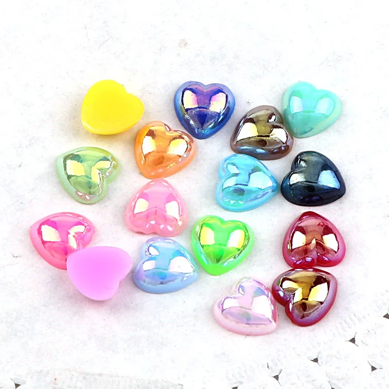 

100 Pcs 10mm ABS Imitation Heart Flatback Pearl Beads Decoration For DIY Accessories Jewelry Making Nail Art Phone Case