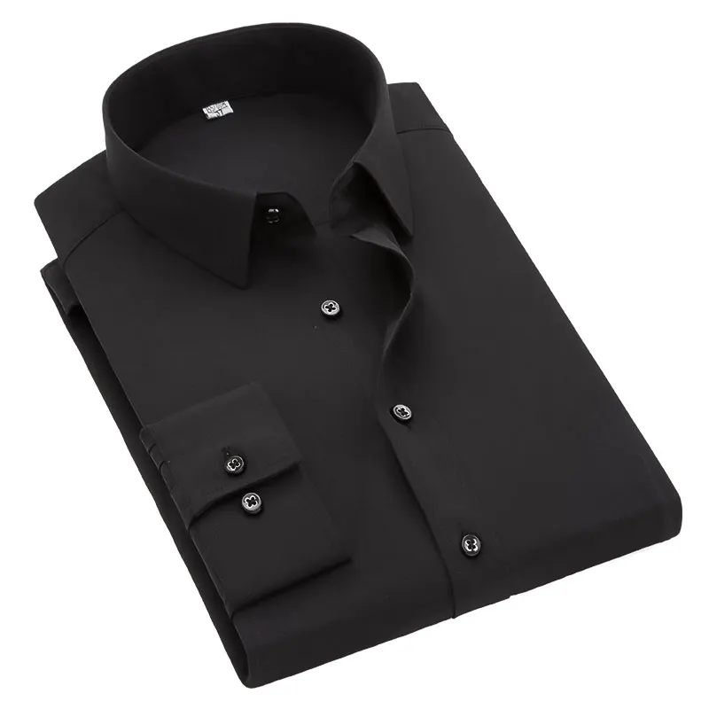 

Business High Quality Fruit Color Solid Shirts Mens Clothes 2018 Long Sleeve Mens Dress Shirts Casual Slim fit Men Social Shirt