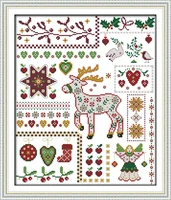 santa elk with dolls cross stitch kits christmas cartoon aida count 14ct 11ct printed embroidery diy handmade needlework supply