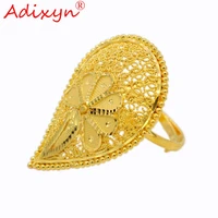 adixyn leaf shape wedding bands ring for womenteenage girls gold color wedding jewelry africanethiopianarab gifts n03054