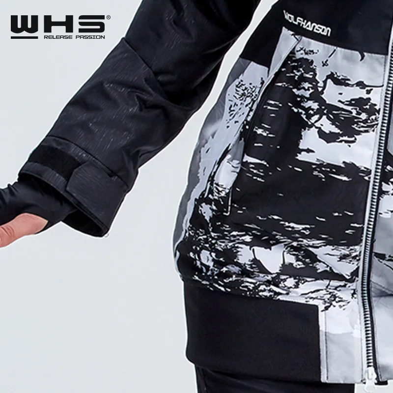 WHS Мужская и женская пара Лыжная куртка зимняя уличная зимняя хлопковая Спортивная одежда Женская теплая верхняя одежда водонепроницаемая и ветрозащитная куртка