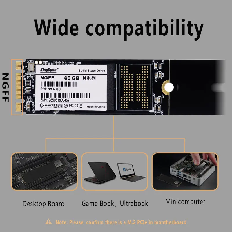 Kingspec 2280 NGFF M.2 SSD 64 ГБ 128 твердотельный диск 6gbps MLC флэш памяти Рамс для