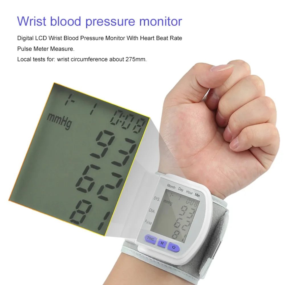 

Digital LCD Automatic Wrist Blood Pressure household Monitor Heart Beat Meter Pulse meter Health Pulse measure Health Care