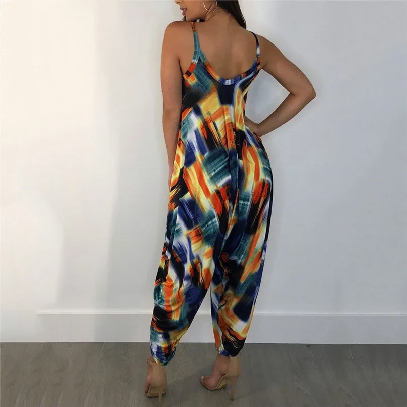 Женский пляжный комбинезон без рукавов свободный праздничный с открытой спиной