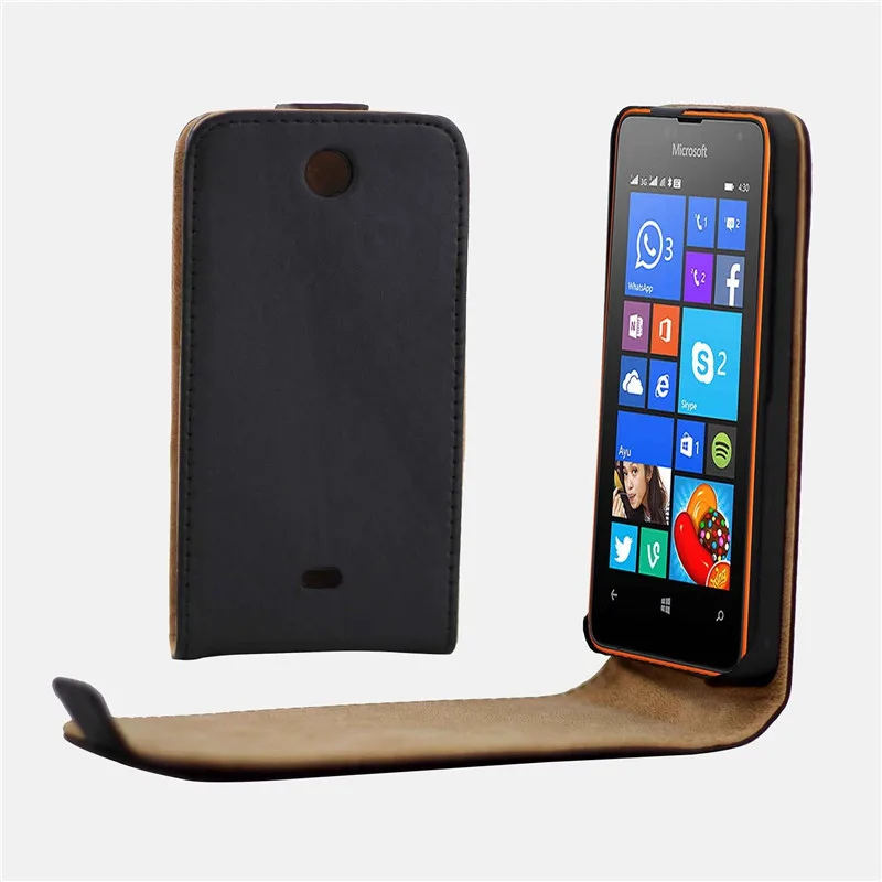 Вертикальный флип-чехол из искусственной кожи чехлы Обложка для Microsoft Nokia Lumia 430