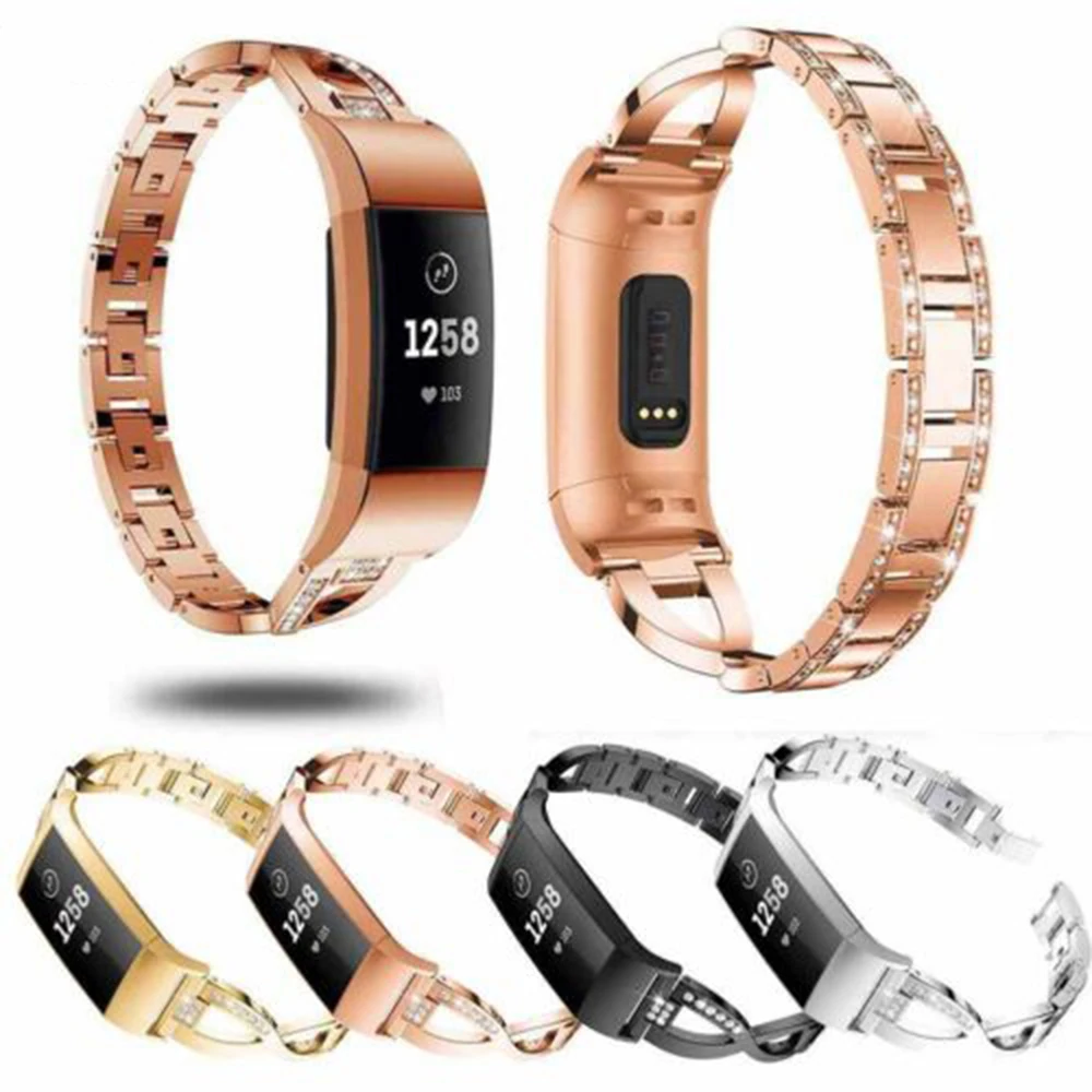 

Замена для Fit bit charge 3 браслет часы Браслет Bling металлический браслет