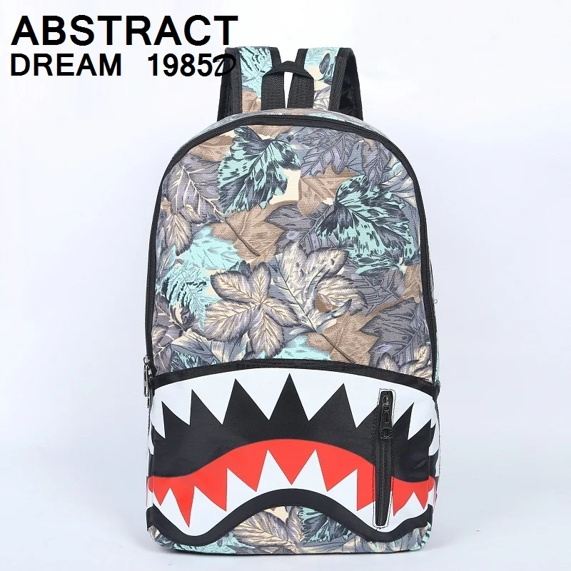 

2019 shark's pocket Ladies schoolbag Trend designer Canvas Girl School Backpack juvenile schoolbag men's & woman's fashion bags