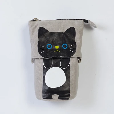 Креативный милый чехол для карандашей с кошкой на молнии, Kawaii, Мультяшные карандаши, коробка для ручек, сумки для мальчиков и девочек, канцелярские принадлежности для школьников, студентов, Подарочные принадлежности - Цвет: Black Cat
