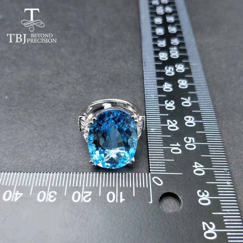 TBJ большой топаз драгоценный камень кольцо 28.5Ct натуральный небесно голубой