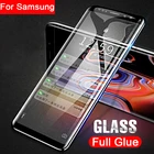 Полностью клеящееся закаленное стекло для Samsung A6, A8 Plus, A5, A7, A9 2018, чехол для Galaxy A 5, 6, 7, 8, 9, полное покрытие, защита экрана, безопасность