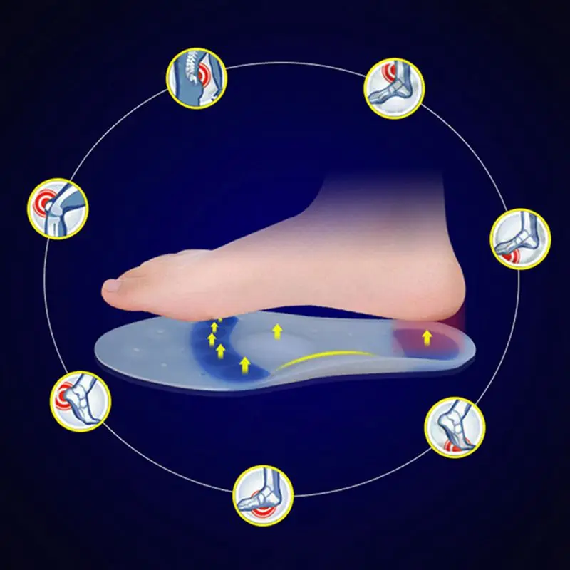 

1 Pair Silicone Insoles Plantar Fasciitis Shoe Inserts breathable shock absorption deodorant Foot Massage Soft Arch Support