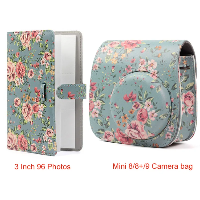 green rose album bag 3-дюймовый ярко мини-пленка фотоальбом 96 карманы с из искусственной кожи мгновенный чехол для фотографий в альбоме для ЖК-дисплея с подсветкой Fujifilm Instax Mini8/8+/9 - Цвет: green rose album bag