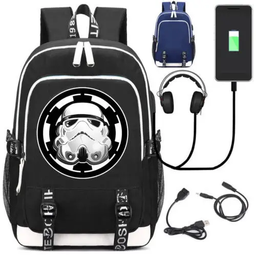 StarWars серии школа рюкзак USB зарядка Интерфейс ноутбука Путешествия сумка унисекс вентиляторы работают сумки 1" высокое качество