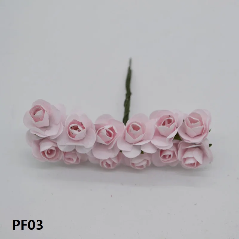 PF03 72 шт./лот, 2 см, мини бумажный цветок, искусственные розы, свадебный букет, венок, домашний декор для свадебной вечеринки, принадлежности для скрапбукинга - Цвет: PF03