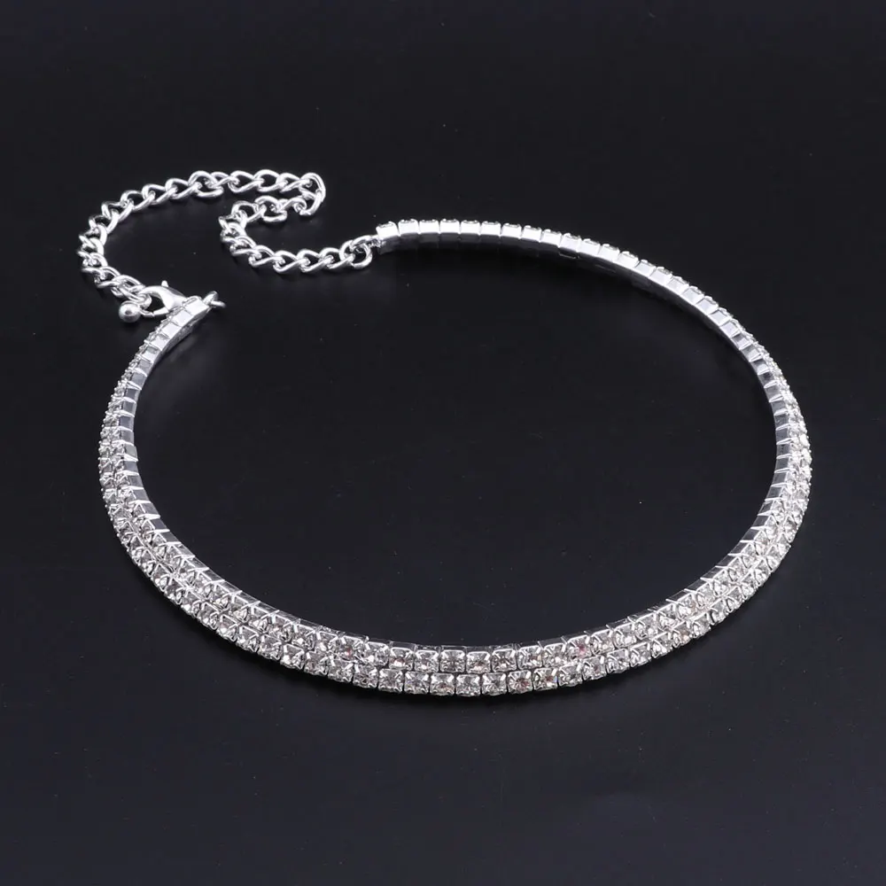 Набор ювелирных изделий для свадьбы с кристаллами женщин ожерелье серьги кольцо