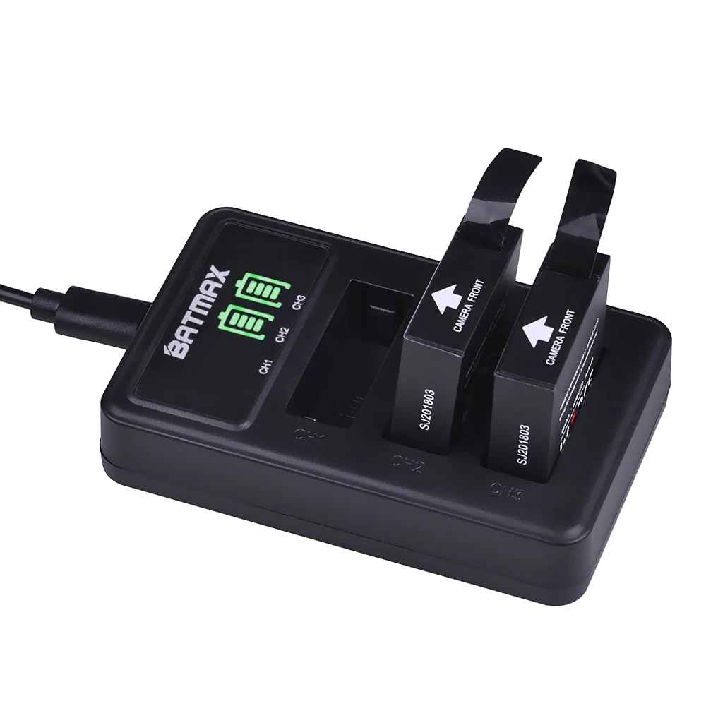 3 шт. 8 В 1000 мАч оригинальный аккумулятор SJCAM SJ7 Star + светодиодный 3-слотный USB