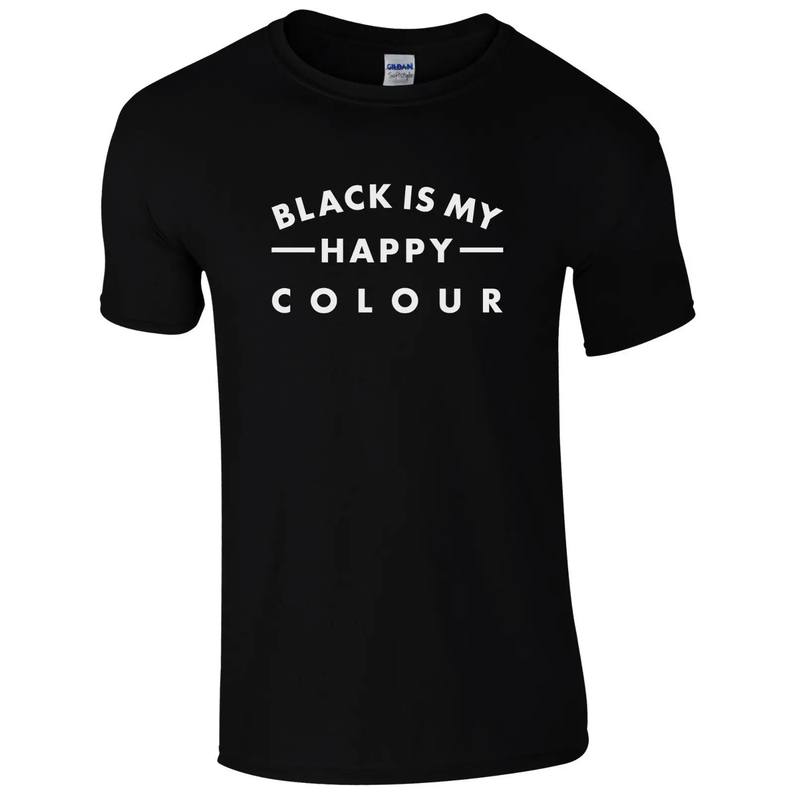 Черная футболка с надписью My Happy Color-забавный мужской подарок унисекс модный