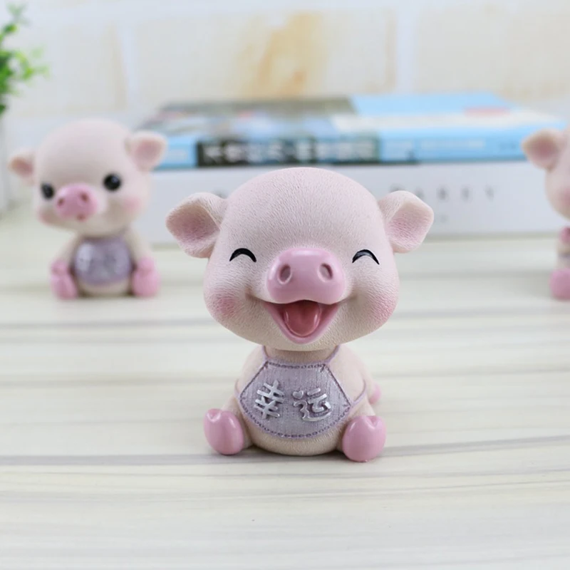 Cute Shaking Head Pig Baby Car Decoration Creative Resin Crafts Birthday Gifts Home Accessories Modern | Дом и сад