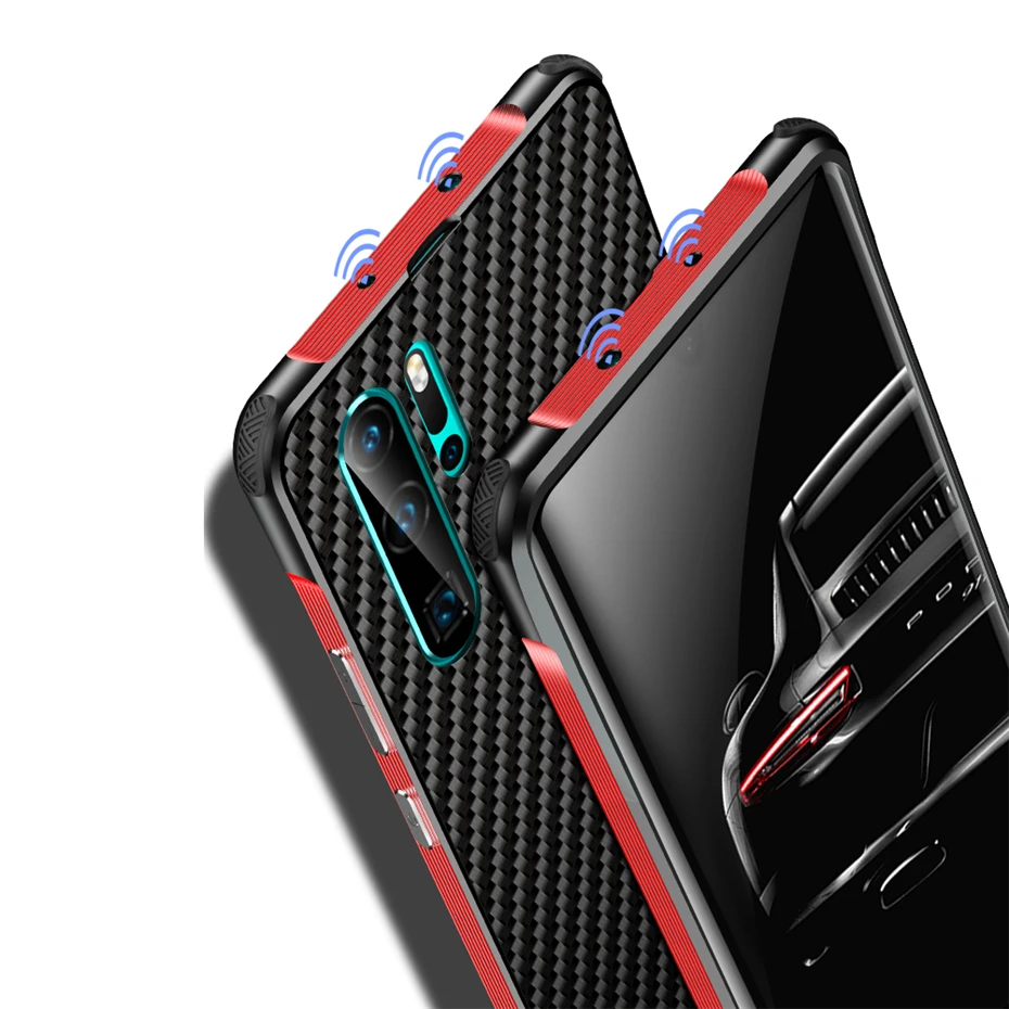 For Huawei P30 Lite Case Cover Metal Aluminum Bumper Carbon Fiber Hard PC Back Pro |