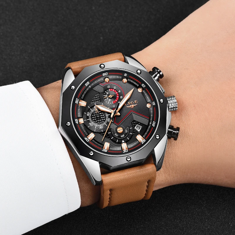 Relojes 2018 LIGE мужские часы Лидирующий бренд Роскошные водонепроницаемые кварцевые