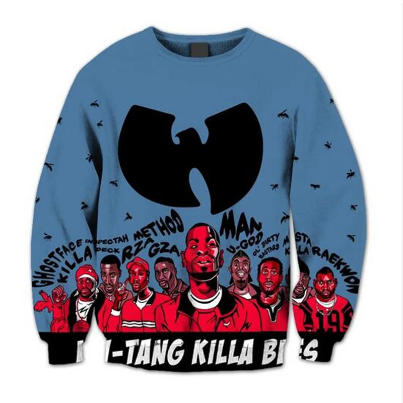 2021 Wu Tang Clan 3D свитшот с круглым вырезом худи в стиле Харадзюку косплей уличный