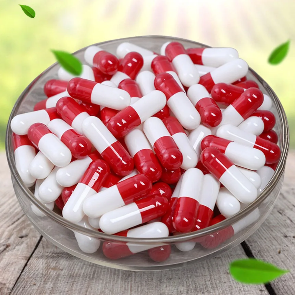 1000 шт. Пустые твердые желатиновые капсулы MedicineCapsule 0 # красно белые пустые