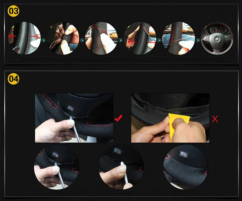 DIY швейная накладка из искусственной кожи на руль точно подходит для Volvo S80 2006-2009 XC70 2007-2010 V70 2009