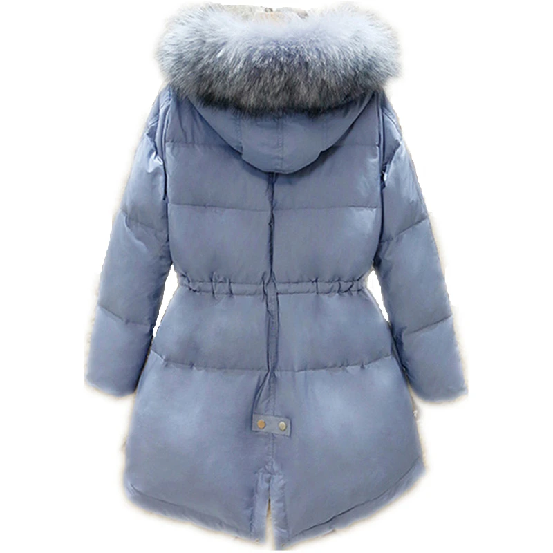 Новинка 2019 модное зимнее пуховое хлопковое пальто большой меховой воротник на