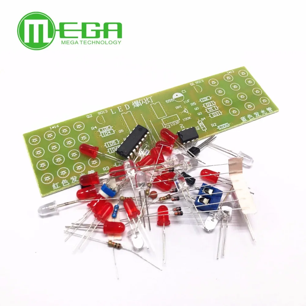 1 шт. NE555 + CD4017 красно-синие двухцветные мигающие огни, набор для доски, тренировочные Наборы «сделай сам» для обучения, электронный модуль набора