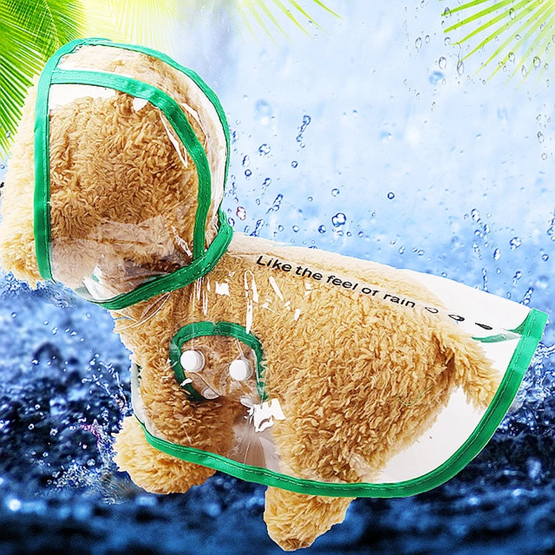 Зеленый Водонепроницаемый плащ с капюшоном для собак, прозрачный плащ для щенков дождевые пальто, костюмы для собак, товары для животных, кошек, 1 шт - Цвет: Зеленый