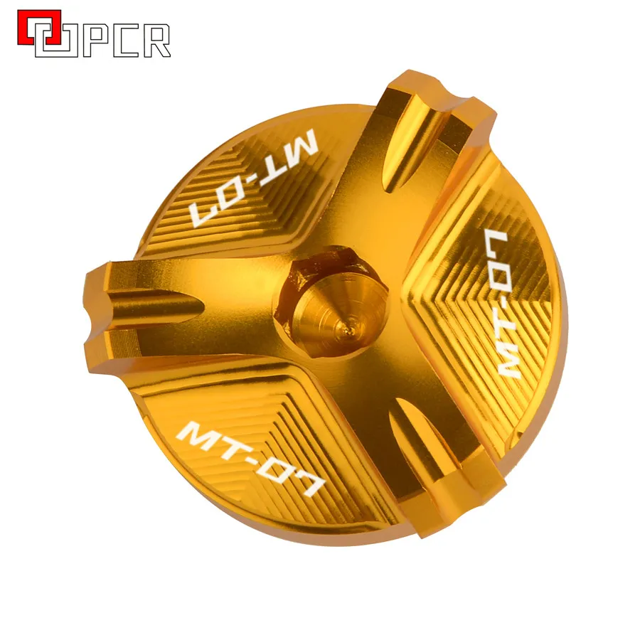 MT07 logo Gold Для Yamaha R1 R3 R6 YZF-R3 YZF-R6 YZF-R1 YZF-R25 MT07 MT-07 Машинное масло фильтр чашка Заглушка Крышка винт аксессуары для двигателя - Цвет: MT07 logo Gold