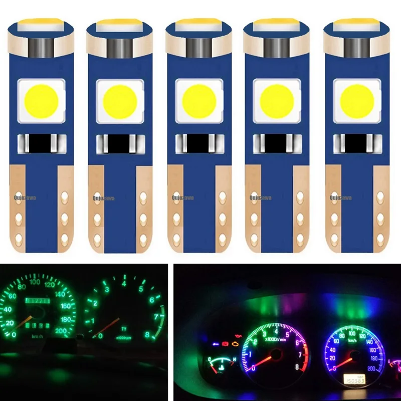 

5pcs T5 W3W W1.2W 70 73 74 79 85 Super bright 3030 LED Car Dashboard warming indicator Wedge Light Bulb Auto Instrument Lamp 12V