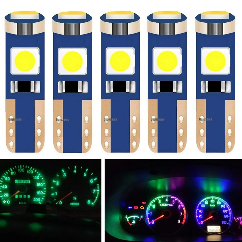 5 шт. суперъяркие светодиодные лампы T5 W3W W1.2W 70 73 74 79 85 3030 для подогрева приборной