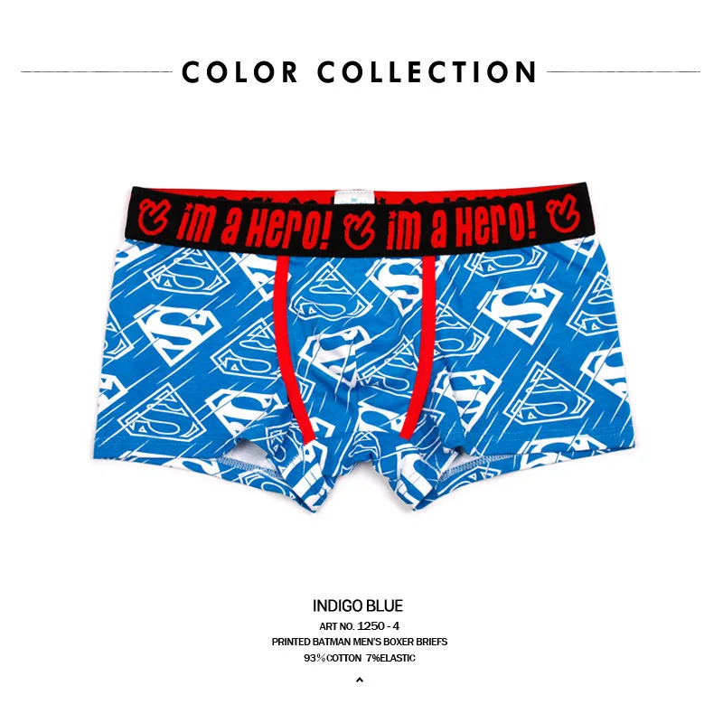 Indigo Blue Superman Pink Heroes с рисунком из мультфильма; мужские трусы-шорты удобные хлопковые Для мужчин прямой угол трусы Для мужчин нижнее белье трусы-боксеры с изображением Для мужчин - Цвет: Indigo Blue Superman