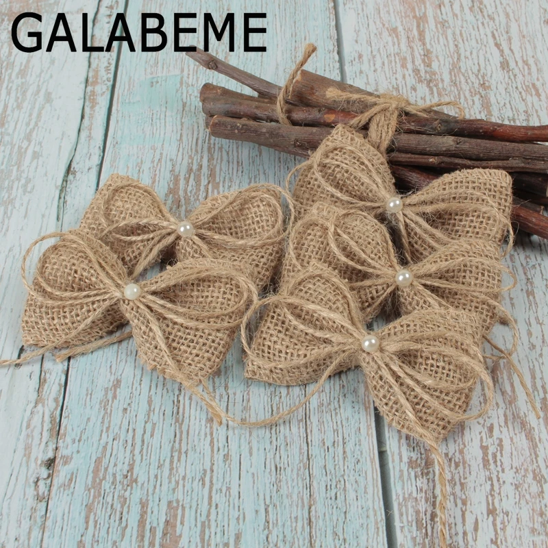 Galabeme 10 шт. DIY перламутровые джутовые мешковины с бантиком и аксессуары для шляп