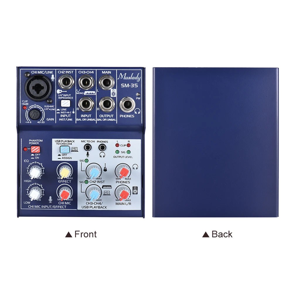 Muslady SM-35 4-Channel Sound Card Mixing Console Digital Audio Mixer Supports 5V Power Bank USB Supply | Спорт и развлечения