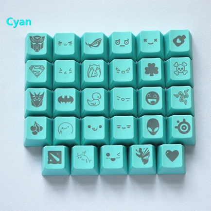 11 видов цветов 29 гравировальная графика DIY PBT keycaps OEM R4 cherry MX Переключатель механическая клавиатура keycap купить один получить один бесплатно - Цвет: Cyan