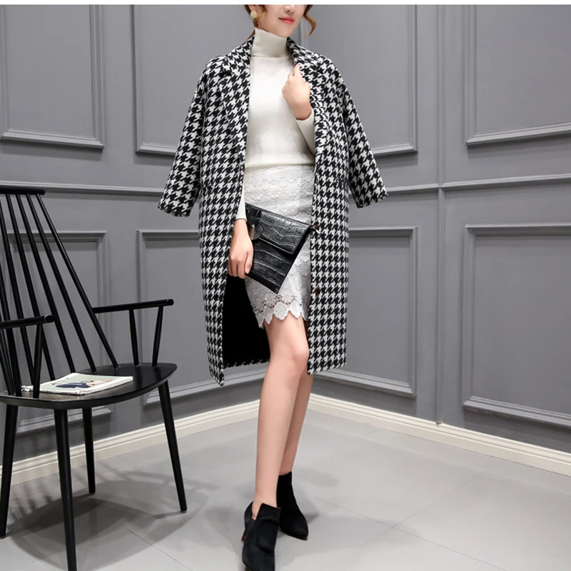 Женское шерстяное пальто длинное с отворотом в Корейском стиле 2019|women overcoat|women