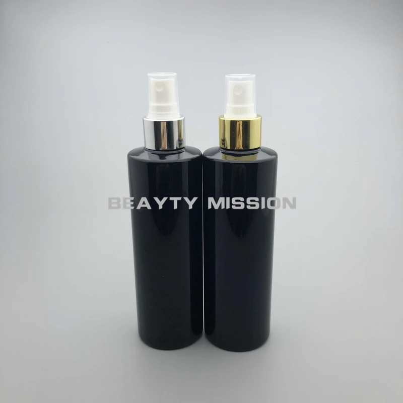 

BEAUTY MISSION 24 шт. 250 мл черная бутылка с тонким распылителем, пустой пластиковый Золотой/Серебряный насос с косметической бутылкой-распылителем